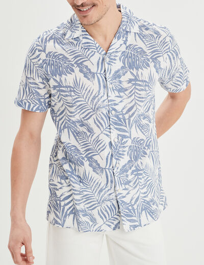 Chemise en coton manches courtes bleu homme