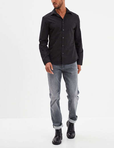 Chemise droite manches longues noir homme