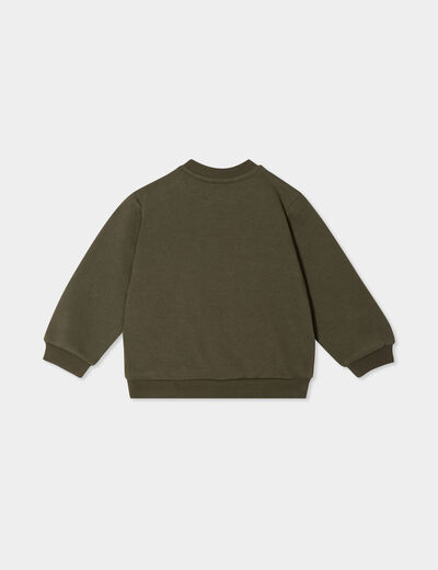 Sweat avec poche manches longues vert kaki bébé garçon