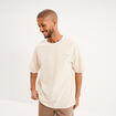 T-shirt coton &eacute;pais textur&eacute; col rond ecru homme