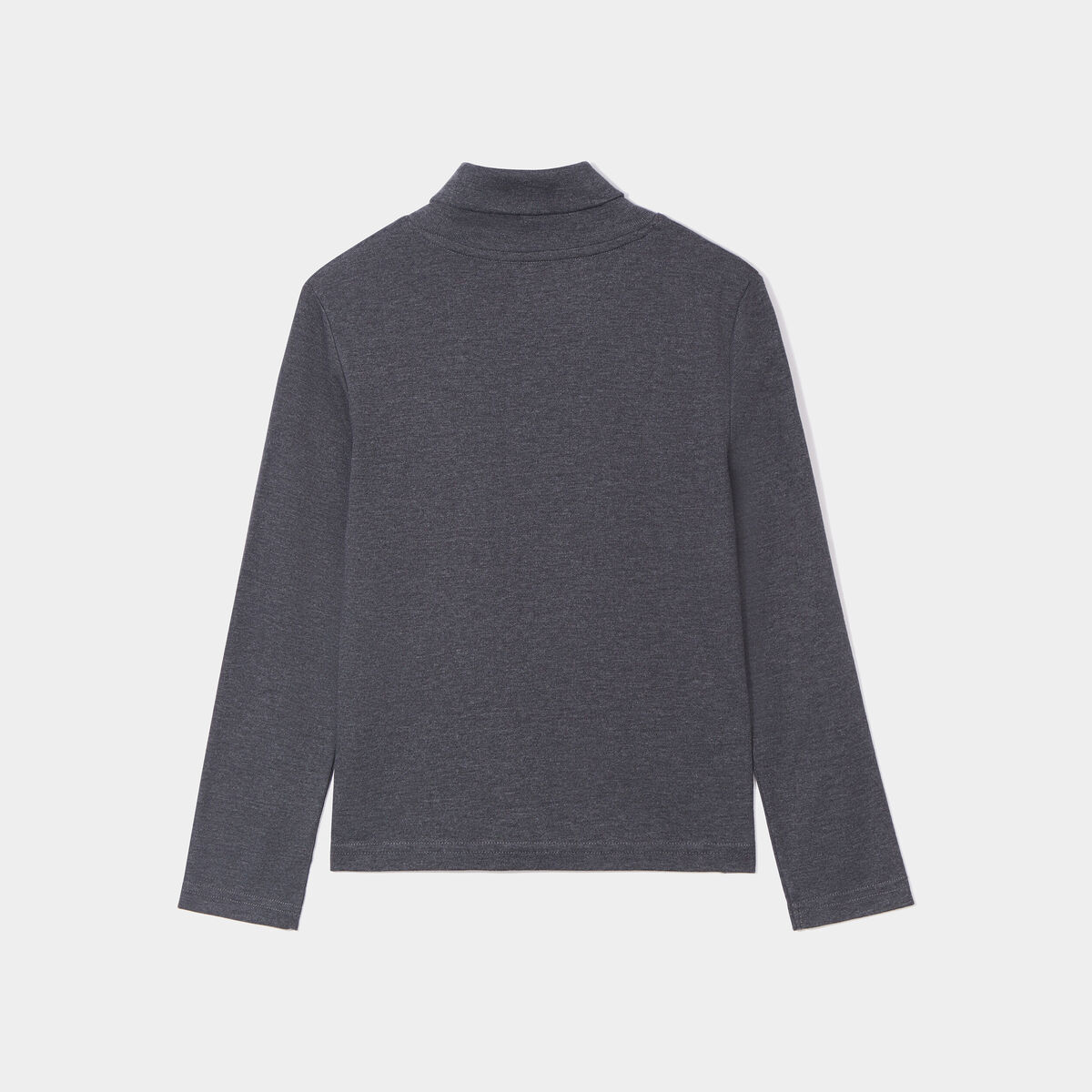 T-shirt coton col roul&eacute; manches longues gris fonc&eacute; gar&ccedil;on