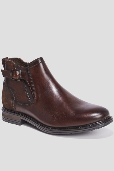 Bottines en cuir zippées Bram marron homme