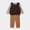 Ensemble 3 pi&egrave;ces avec gilet polaire marron chocolat b&eacute;b&eacute; gar&ccedil;on
