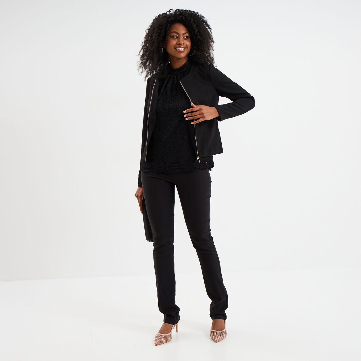 Veste cintrée zippée noir femme