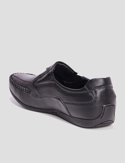 Mocassins confort &agrave; bout carr&eacute; noir homme