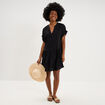 Robe courte fluide bas volants noir femme