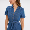 Robe midi en jean ceinturée coton denim double stone femme
