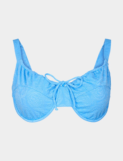 Haut de maillot de bain avec fronces bleu femme grande taille