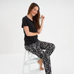 Ensemble pyjama pantalon t-shirt coton noir femme