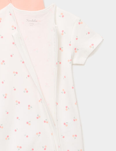 Lot 2 combishorts coton manches courtes ecru b&eacute;b&eacute;