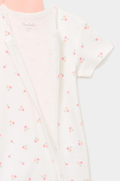 Lot 2 combishorts coton manches courtes ecru b&eacute;b&eacute;