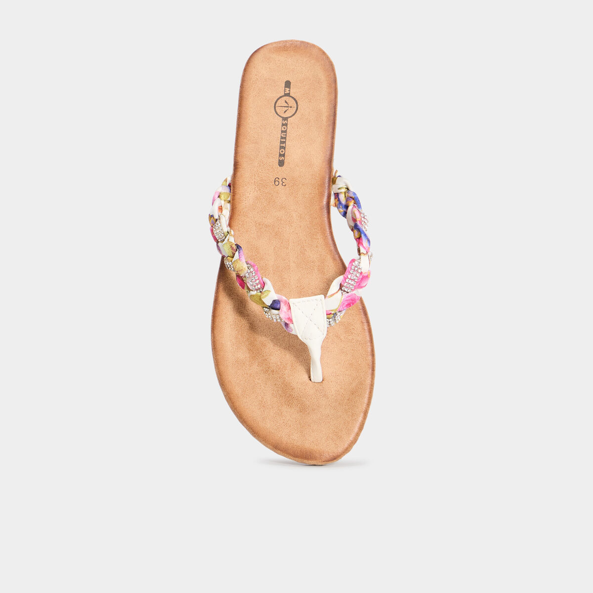 Mules plates d&eacute;tails foulard blanc femme