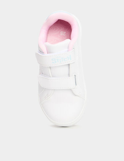 Tennis basses à scratchs Stitch blanc fille