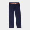 Pantalon chino 7/8ème ceinture tressée bleu marine femme