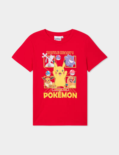 T-shirt manches courtes coton Pokémon rouge garçon