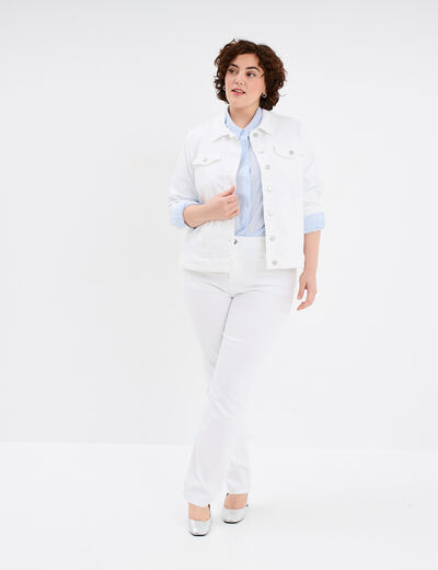 Veste en jean boutonnée Creeks denim blanc femme grande taille