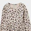 Robe évasée manches longues coton sable fille