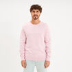 Pull droit col rond coton m&eacute;lang&eacute; rose pastel homme