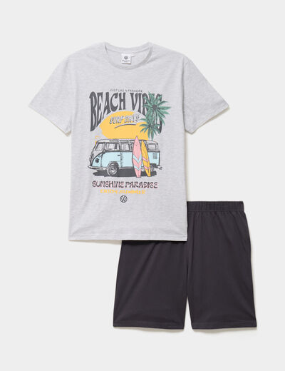 Ensemble pyjama short Volkswagen gris clair homme