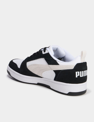 Tennis basses à lacets en cuir Puma noir homme