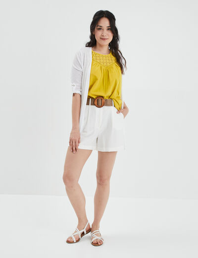 Gilet manches 3/4 blanc femme