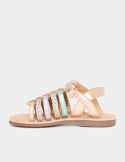 Sandales brides tressées en cuir multicolore fille