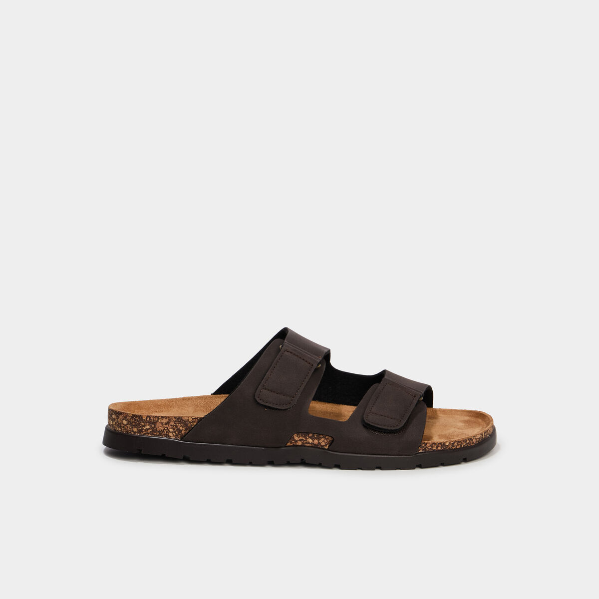 Mules double brides &agrave; scratchs marron homme