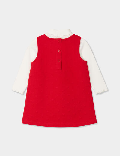 Ensemble 2 pièces robe et sous pull Noël rouge bébé fille