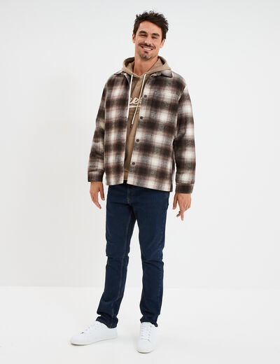 Surchemise 1 poche manches longues taupe homme