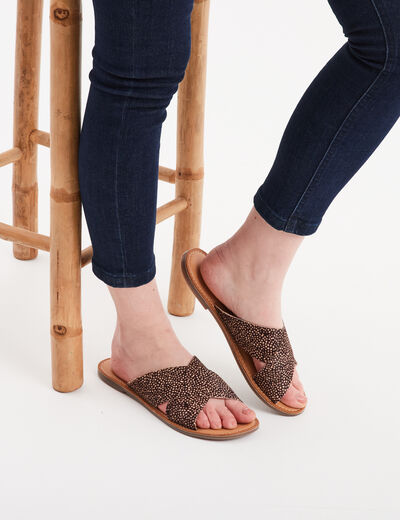 Mules brides croisées en cuir Kickers noir femme