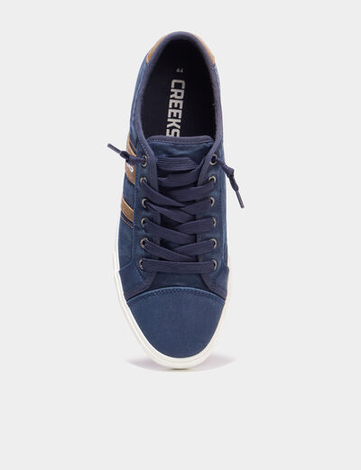 Tennis basses en toile effet denim bleu marine homme