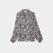 Blouse col froncé à cordons et volants noir femme