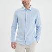 Chemise manches longues lin m&eacute;lang&eacute; bleu ciel homme