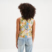 Blouse courte droite sans manches blanc femme