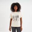 T-shirt strass et manches courtes creme femme