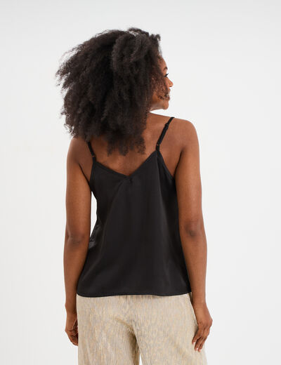 Caraco effet satin noir femme