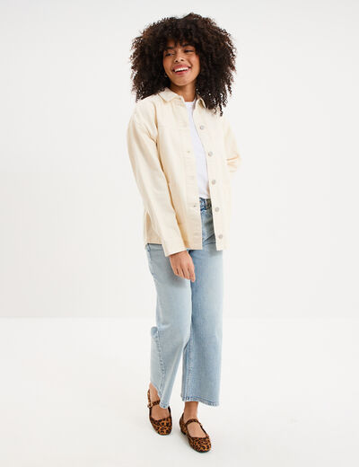 Veste surchemise oversize en jean coton creme femme