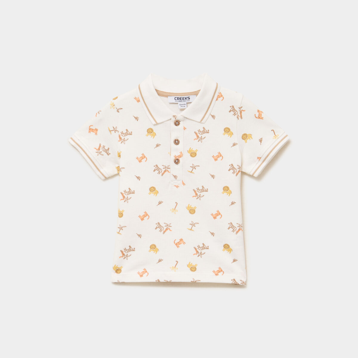 Polo manches courtes coton ecru b&eacute;b&eacute; gar&ccedil;on