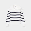 Pull col camionneur zipp&eacute; ecru femme