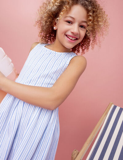 Robe patineuse sans manches coton ecru fille