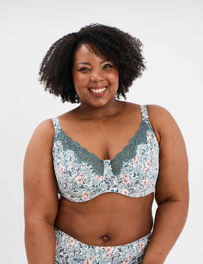 Soutien-gorge emboitant microfibre vert turquoise femme grande taille