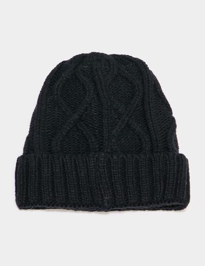 Bonnet &agrave; torsades noir homme