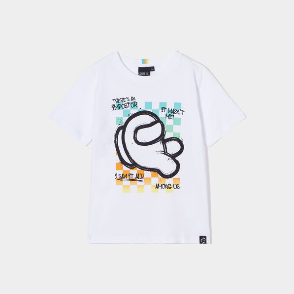 T-shirt manches courtes coton Among Us blanc garçon