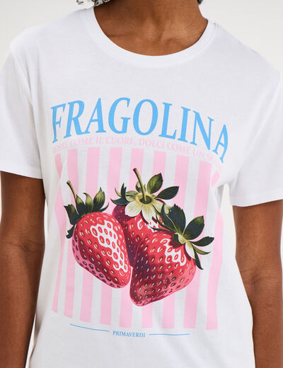 T-shirt droit avec manches courtes coton blanc femme