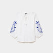 Blouse oversize manches brod&eacute;es coton blanc femme
