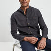 Chemise manches longues lin majoritaire gris foncé homme