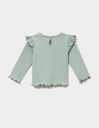 T-shirt c&ocirc;tel&eacute; volants aux &eacute;paules vert pastel b&eacute;b&eacute; fille