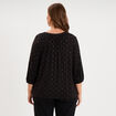 Blouse manches 3/4 et col tunisien noir femme grande taille
