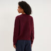 Gilet col rond boutonn&eacute; manches longues violet fonc&eacute; femme