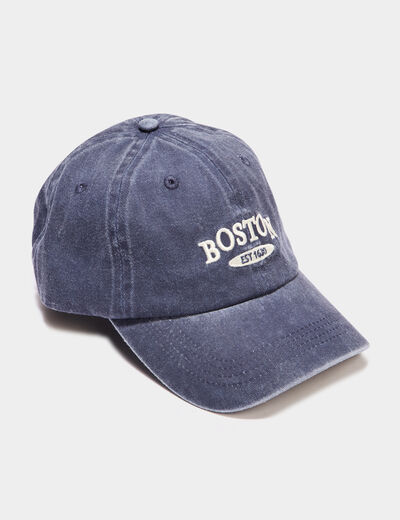 Casquette brodée coton bleu marine homme